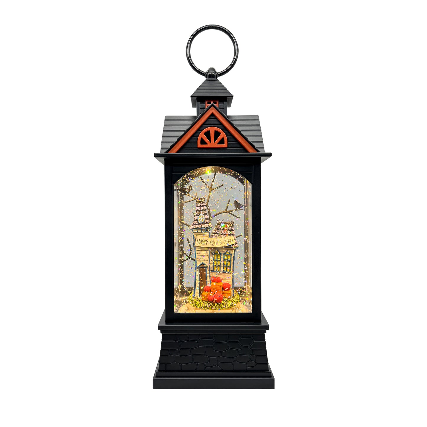 Halloween Snow Globe Lantern, Spooky Ghost Halloween Decor, Plug-in & Battery Operated Snow Globes for Halloween Decorations Indoor