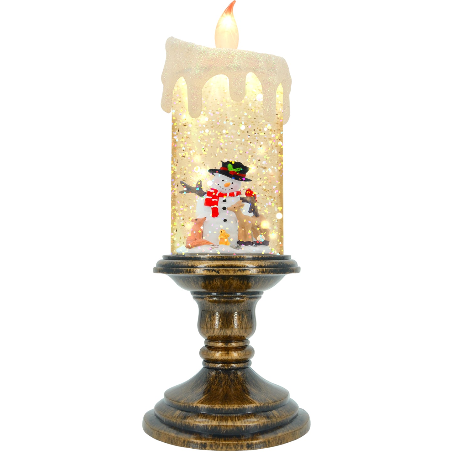 Christmas Flameless Candles, Flickering LED Candles with Timer, Snow Globe Candle Lights for Christmas Decorations