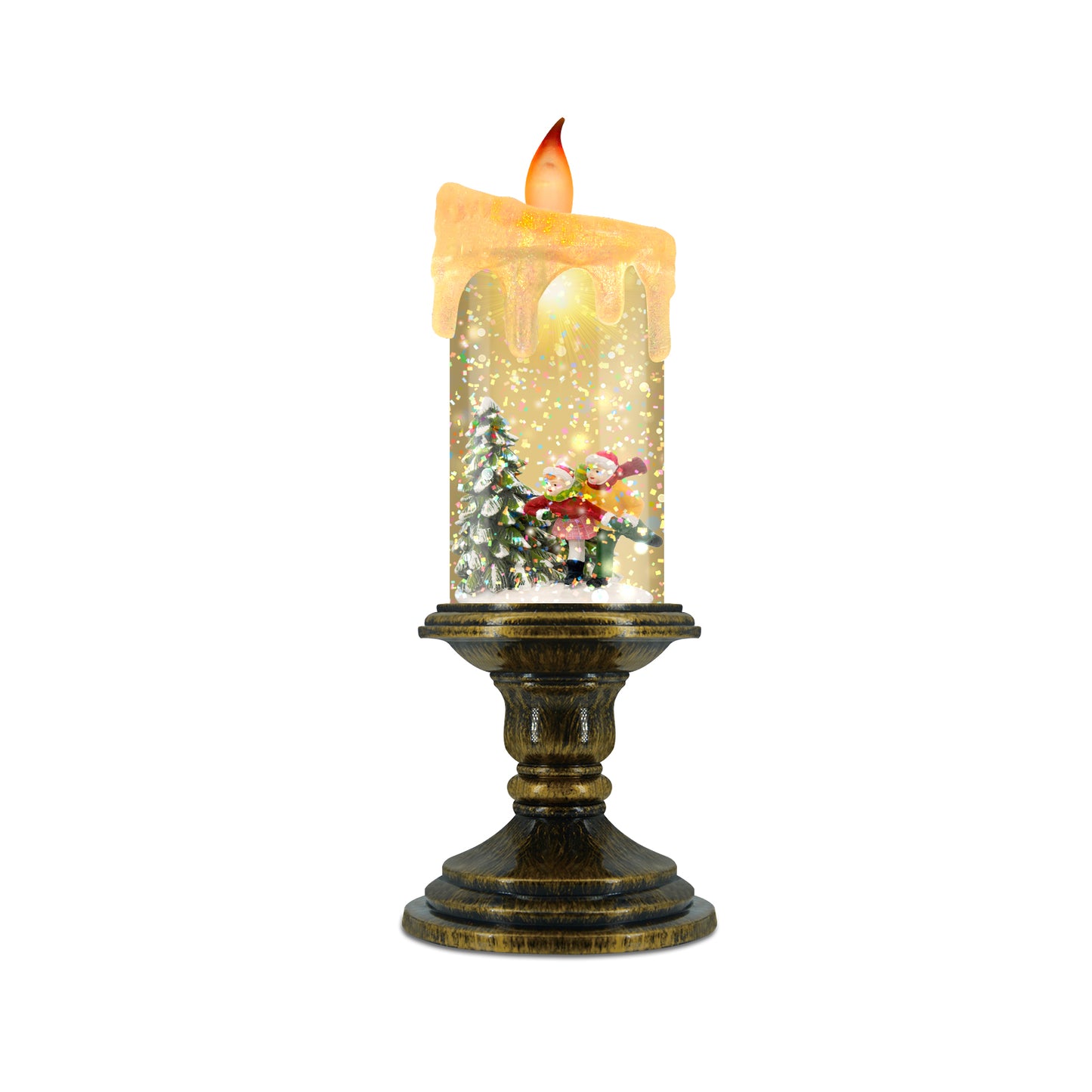 Christmas Flameless Candles, Flickering LED Candles with Timer, Snow Globe Candle Lights for Christmas Decorations