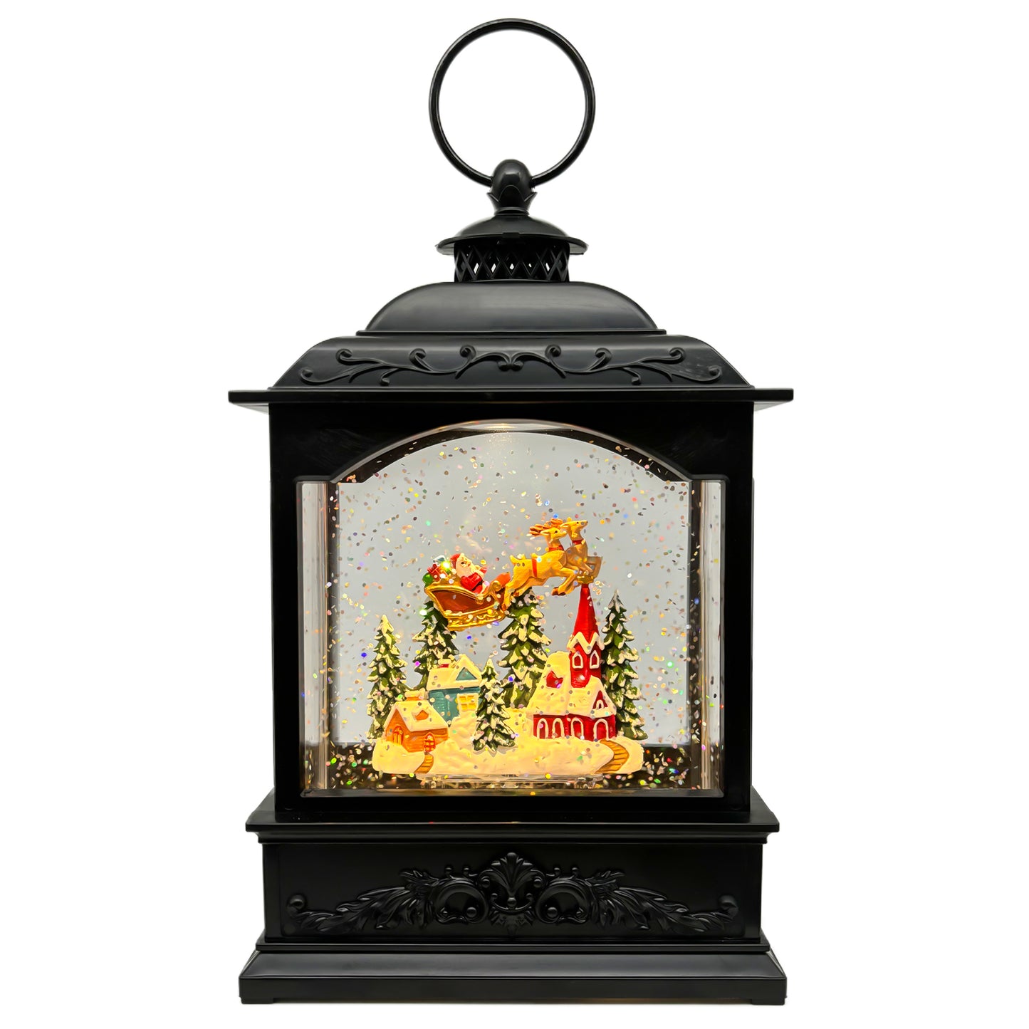 Christmas Snow Globes Lantern with Music & Timer - USB/Battery Operated LED Glittering Globe Lantern, Snow Globe Decoration Lantern for Home Holiday Decor