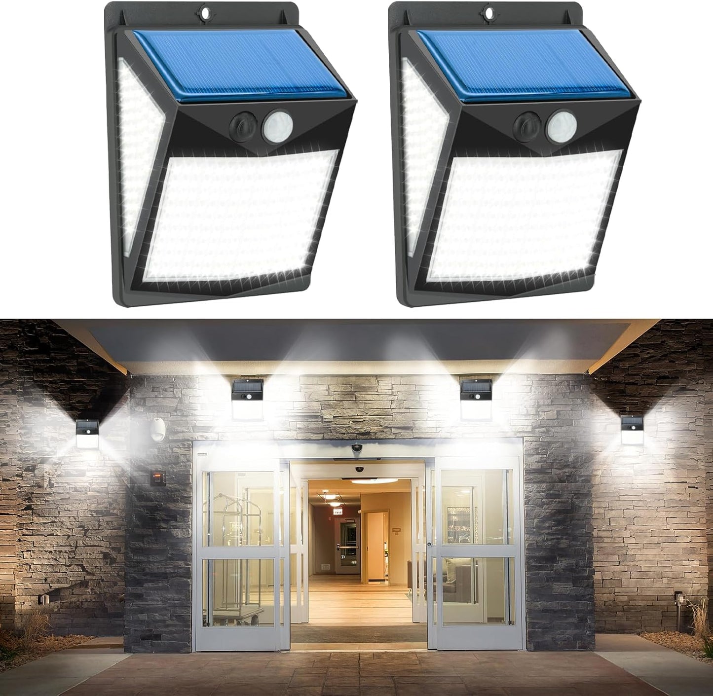 Solar Lights Outdoor, 238 LED Motion Sensor Outdoor Lights, 3 Lighting Modes and 270° Lighting Angle, IP65 Waterproof Solar Powered Outside Lights for Garden Patio Yard