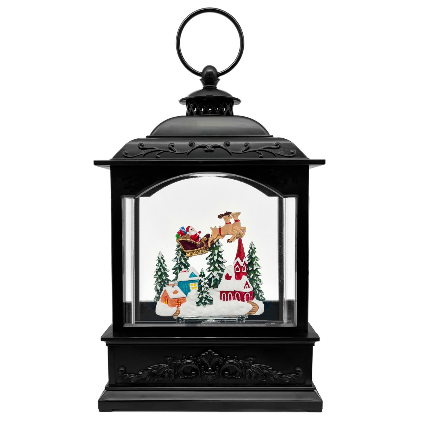 AOMIL Christmas snow globe lantern with flying reindeer scene