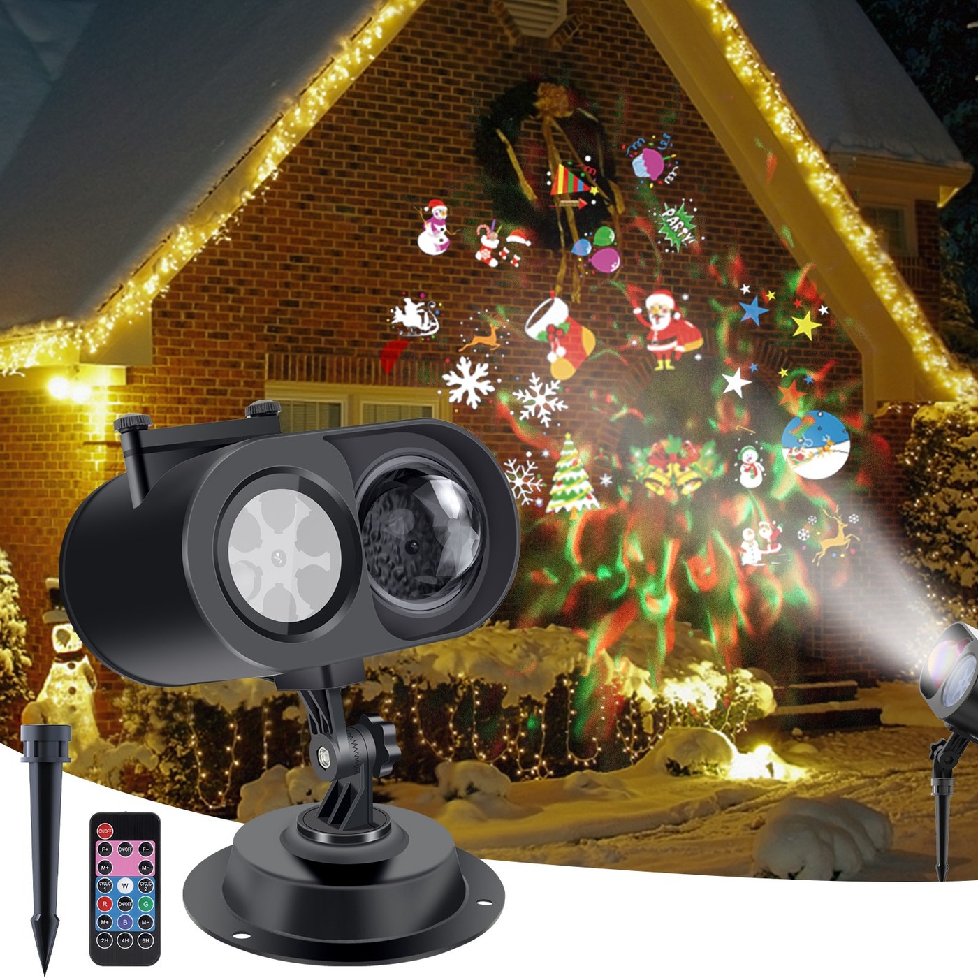 Dual lens LED projector for Christmas outdoor decoration