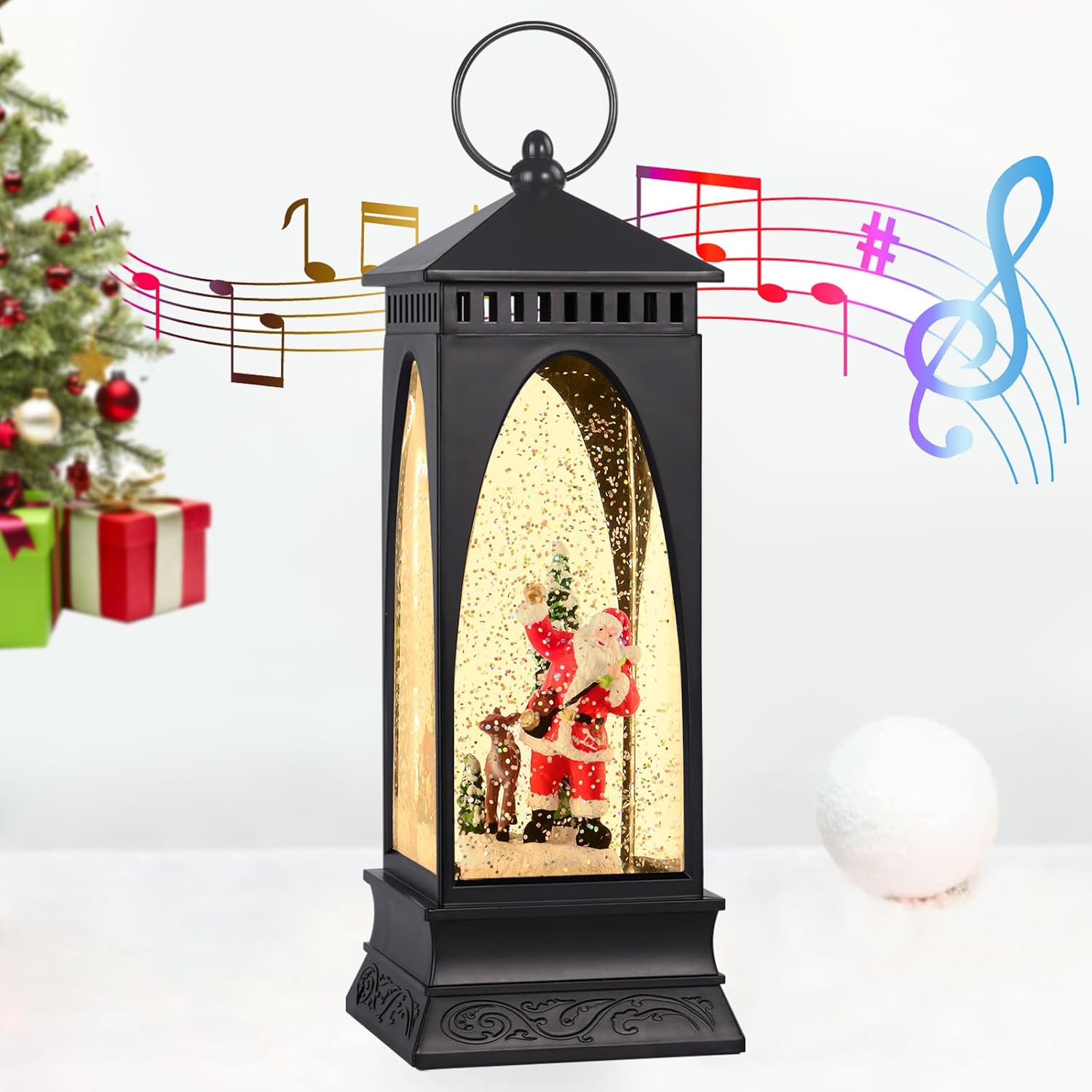 Long Santa Snow Globe Lantern