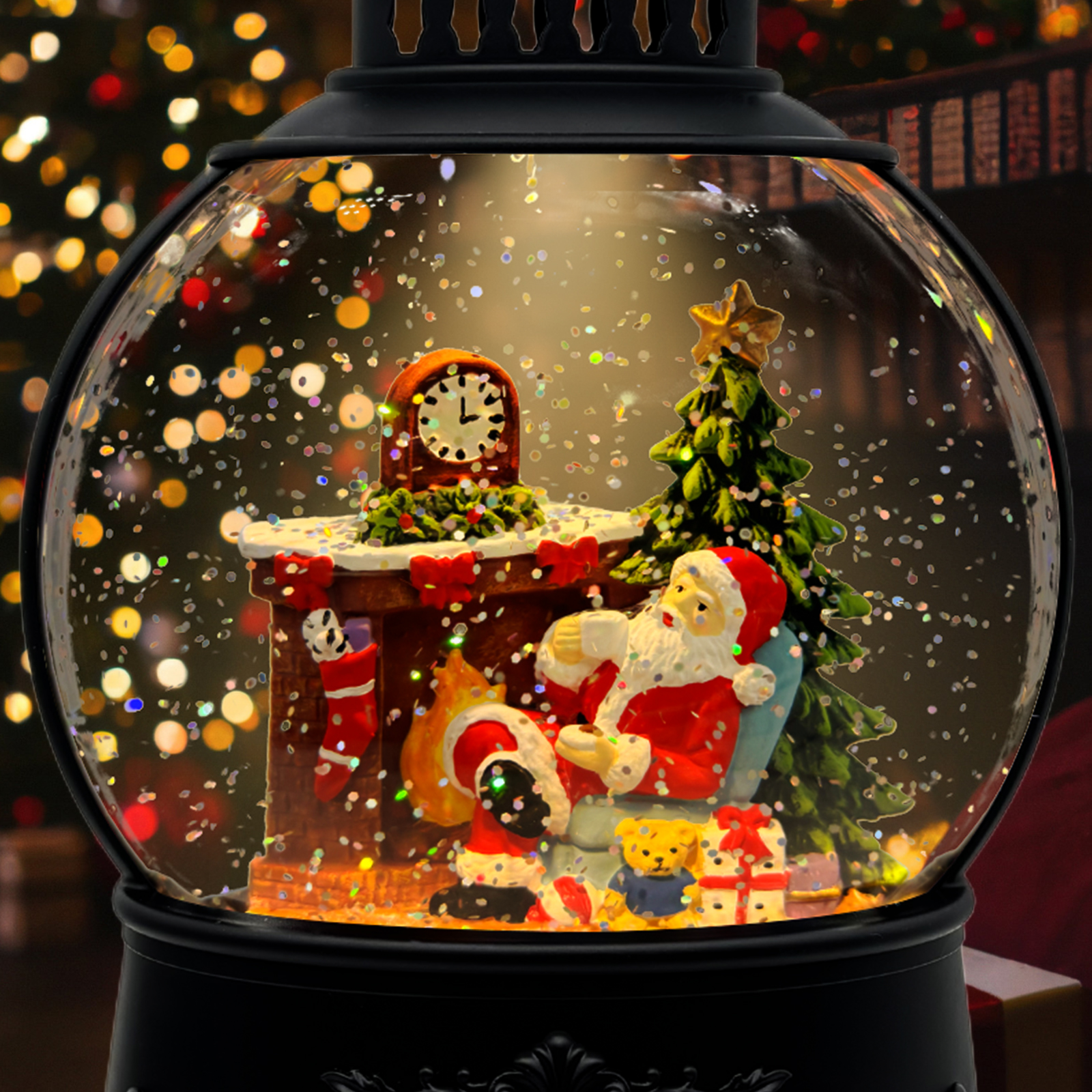 Oval Fireplace Snow Globe Lantern