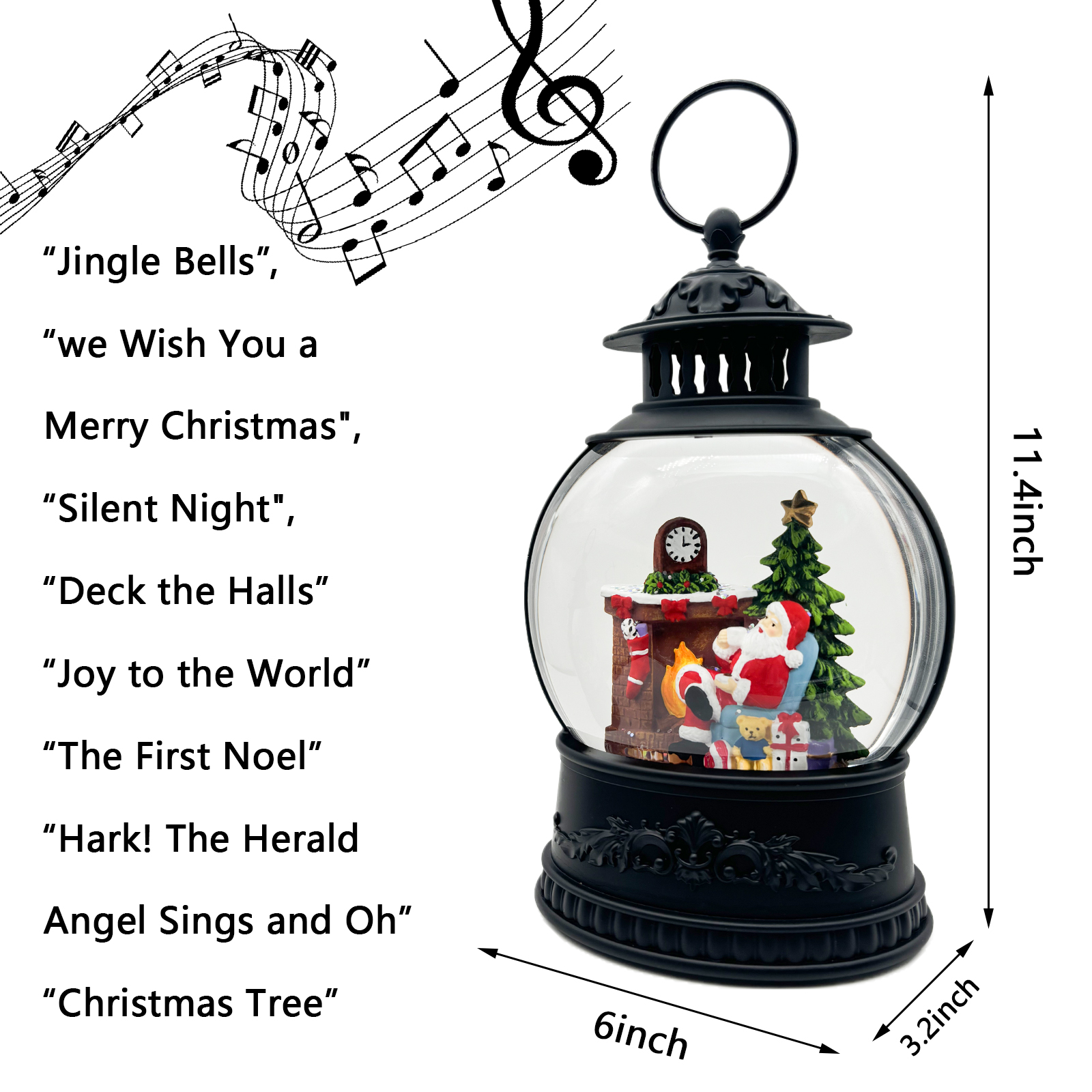 Oval Fireplace Snow Globe Lantern