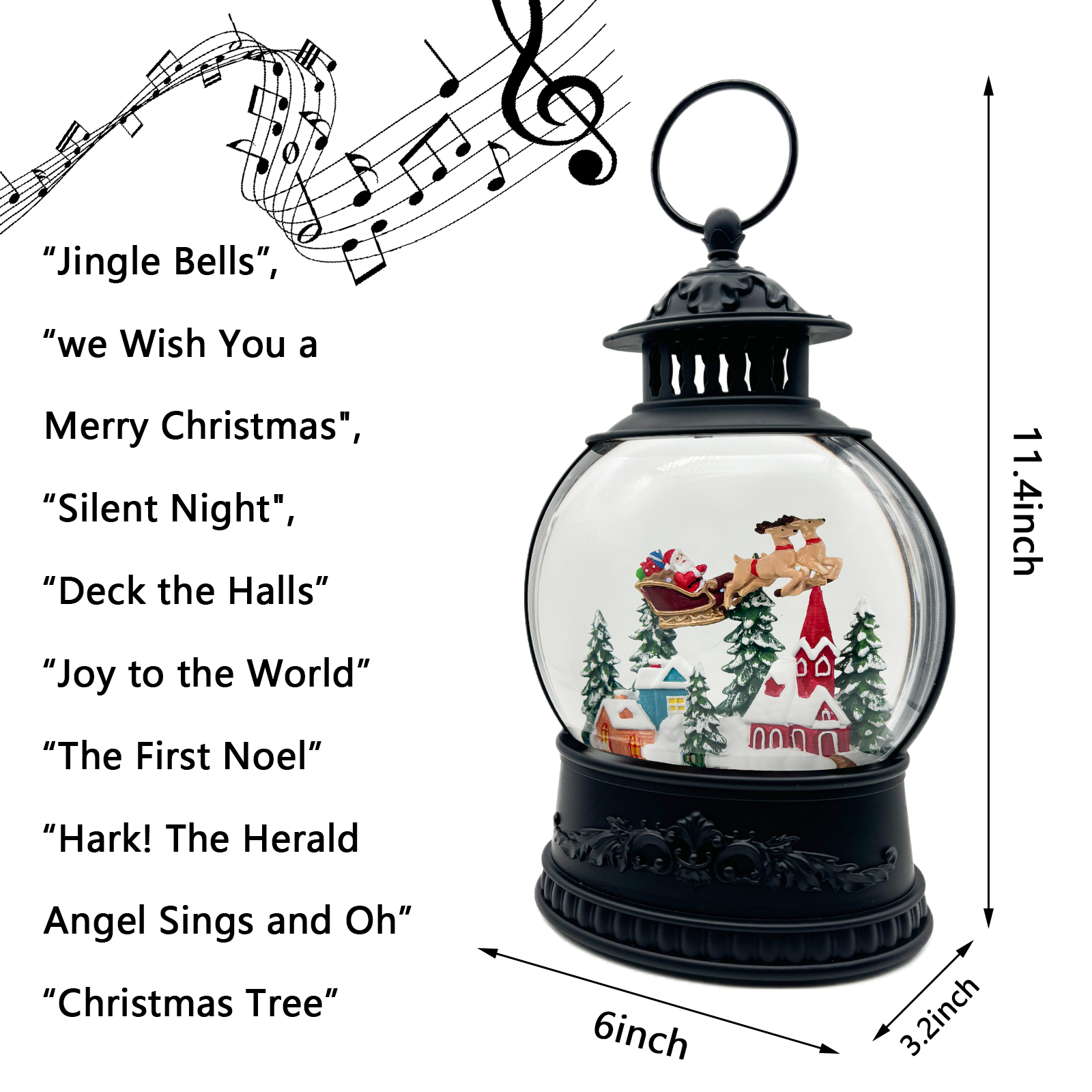 Oval Flying Reindeer Snow Globe Lantern