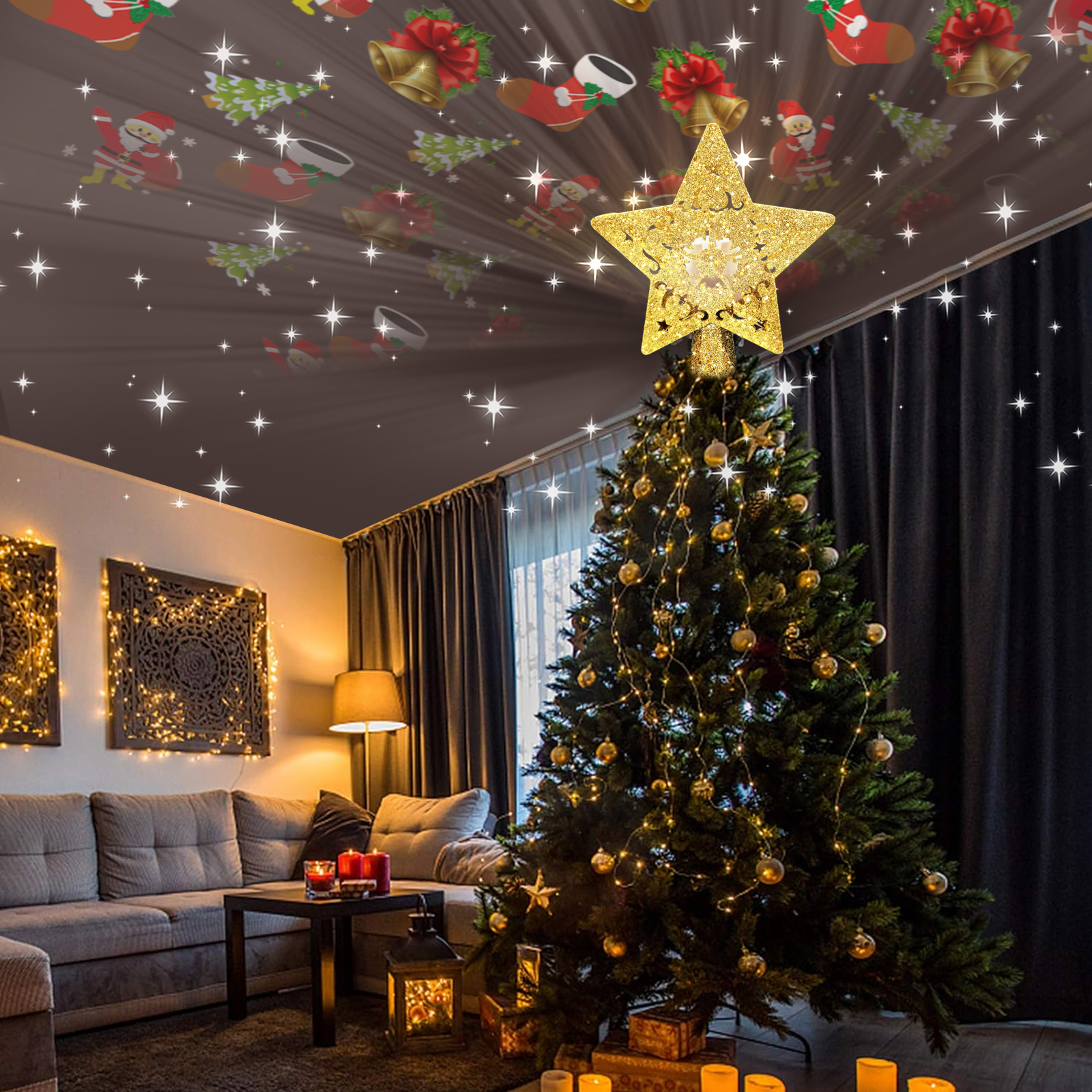 Santa Projection Tree Topper