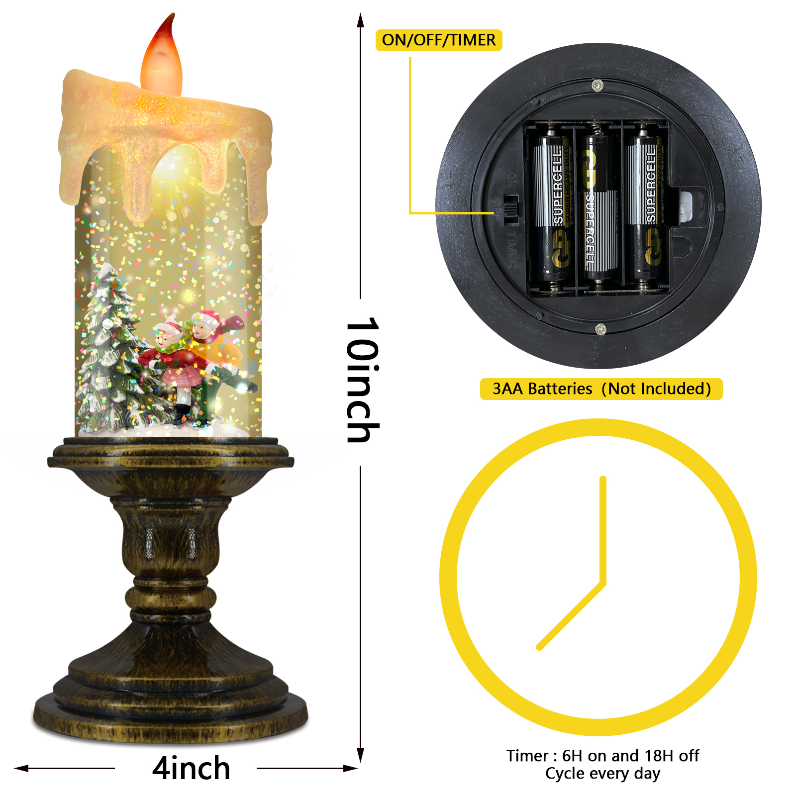 Skiing Christmas Candle Lantern