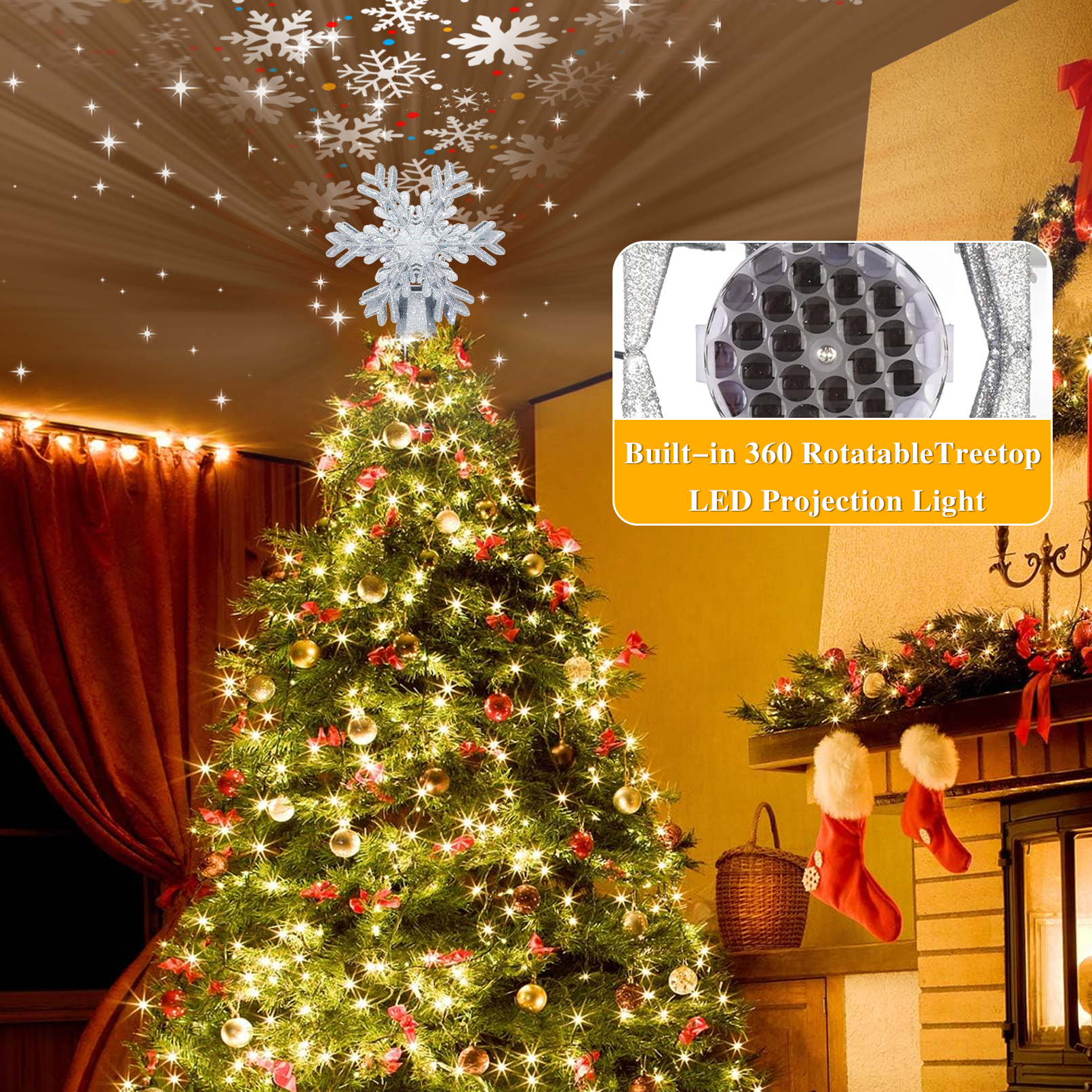 Snowflake Projection Tree Topper
