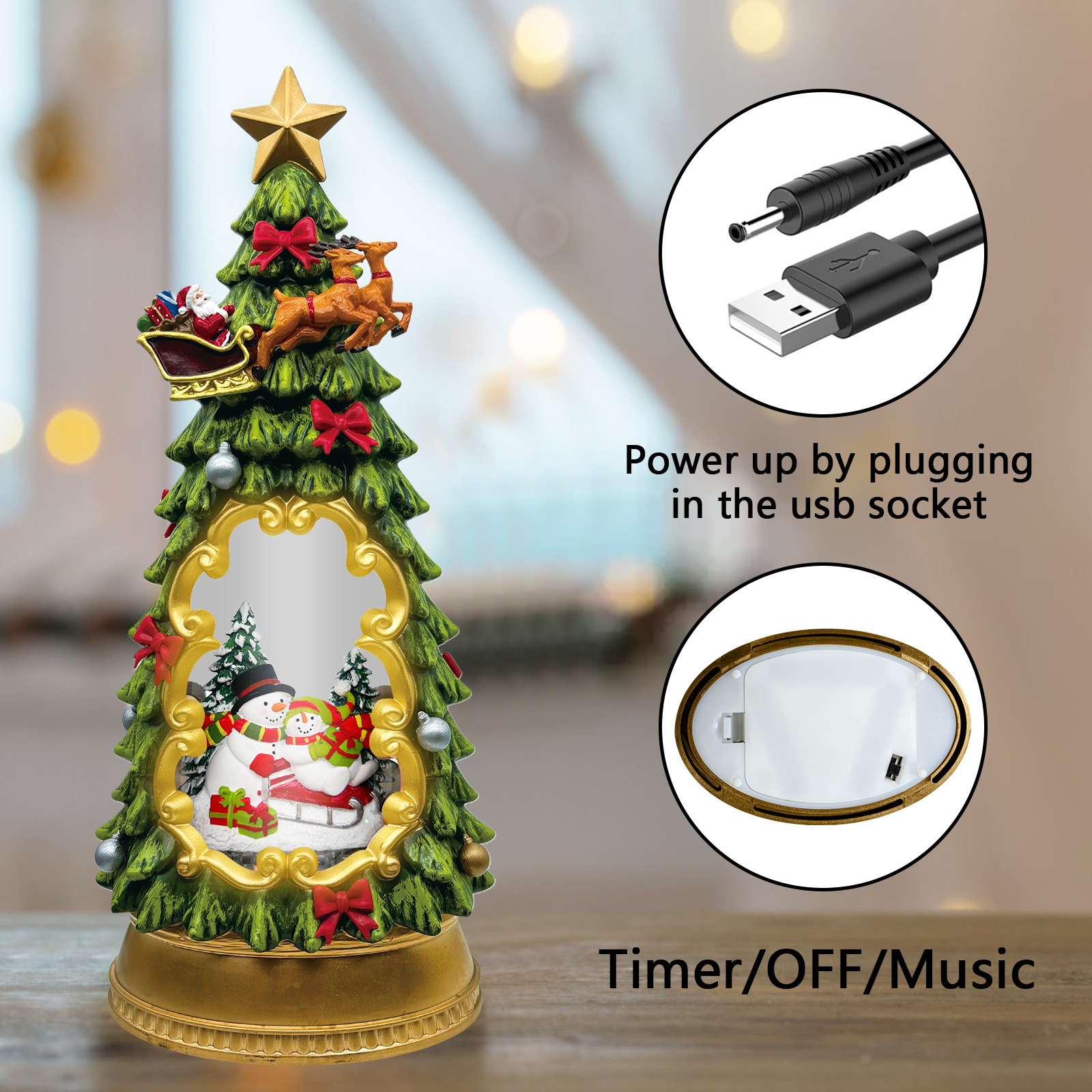 Snowman Christmas Tree Snow Globe