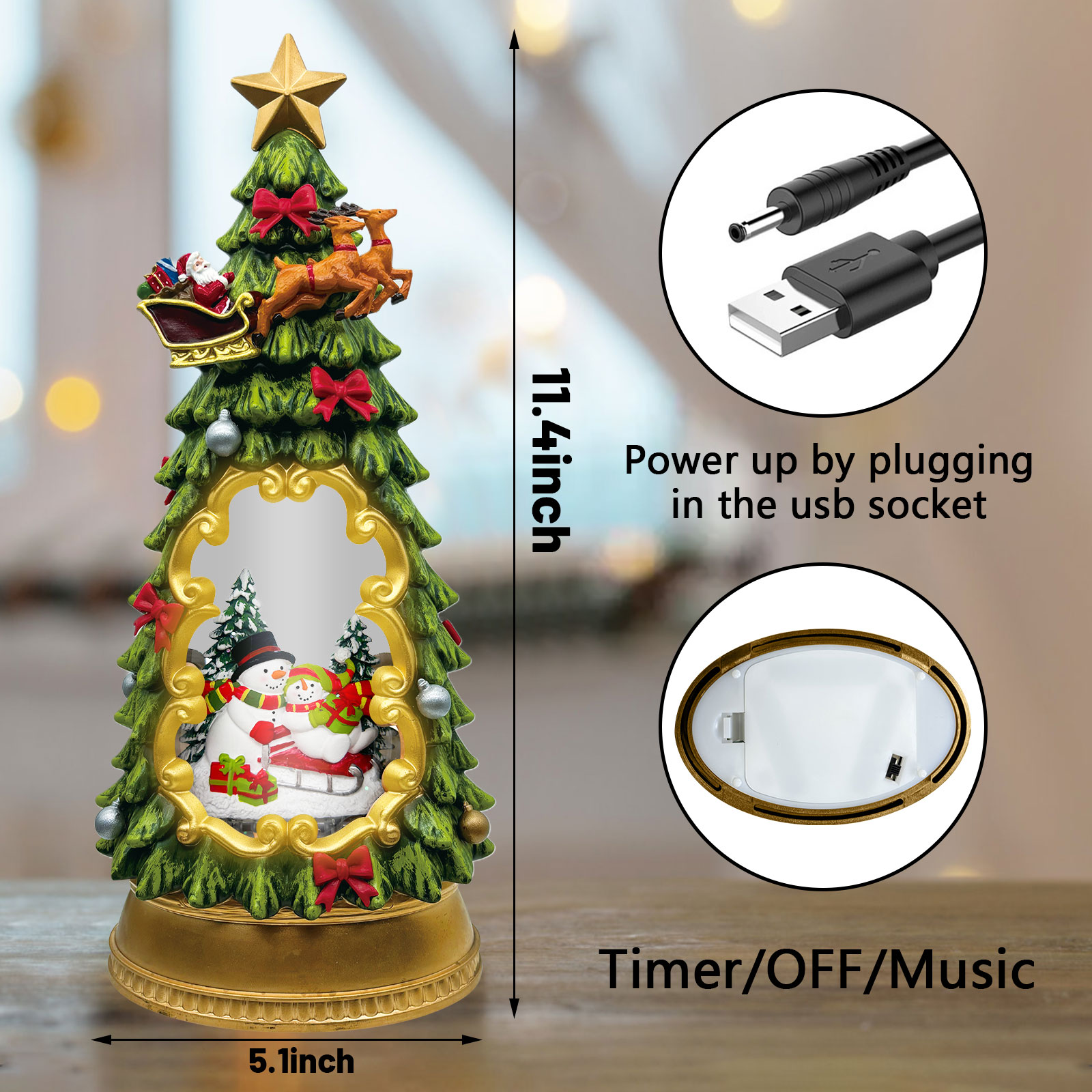 Snowman Christmas Tree Snow Globe