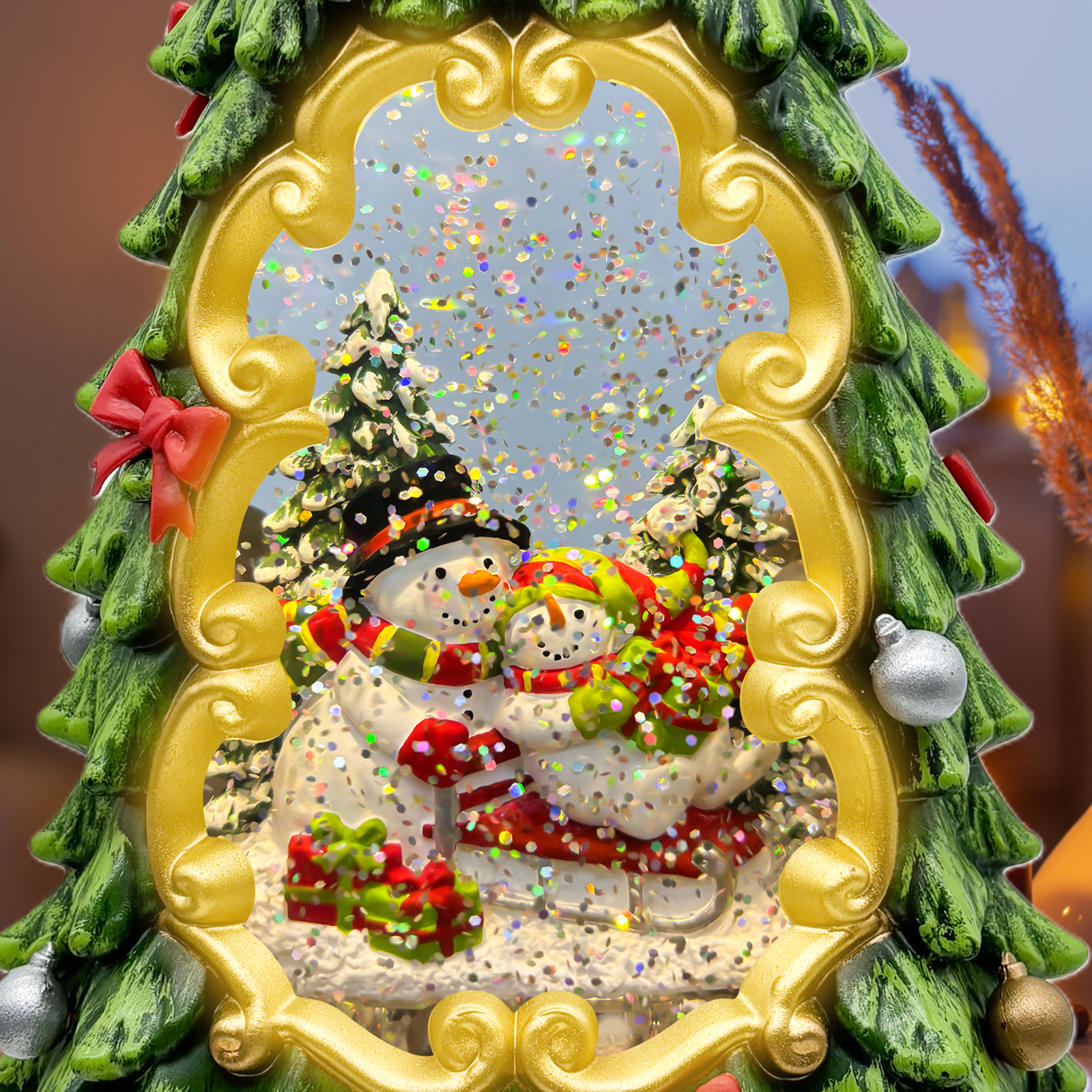 Snowman Christmas Tree Snow Globe