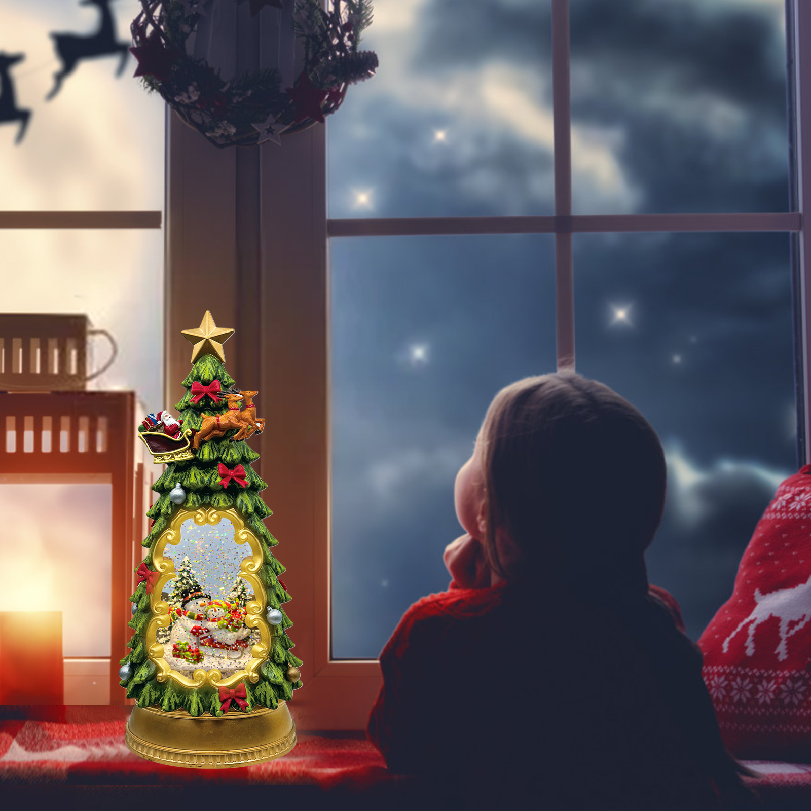 Snowman Christmas Tree Snow Globe
