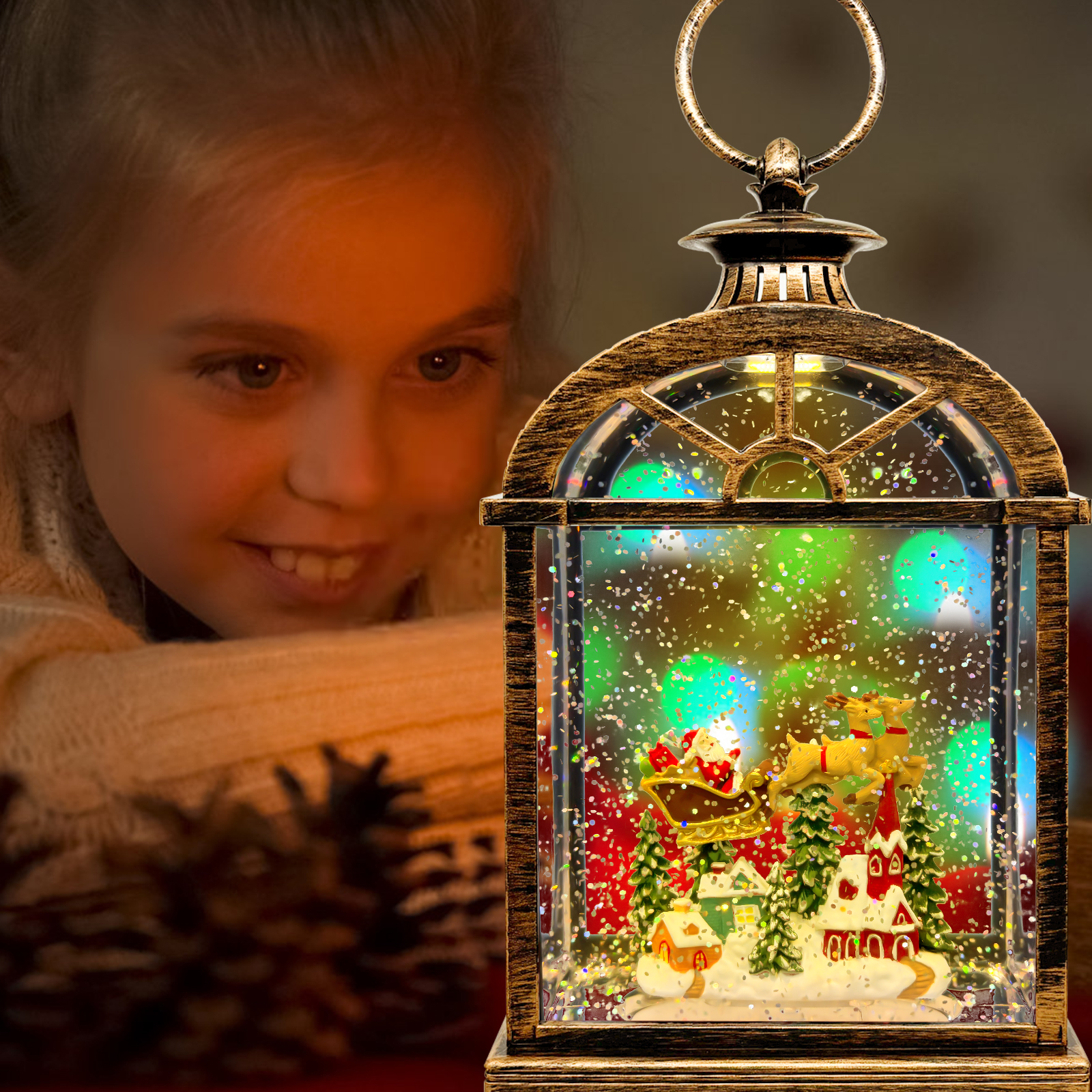 Christmas Window Snow Globe Lantern