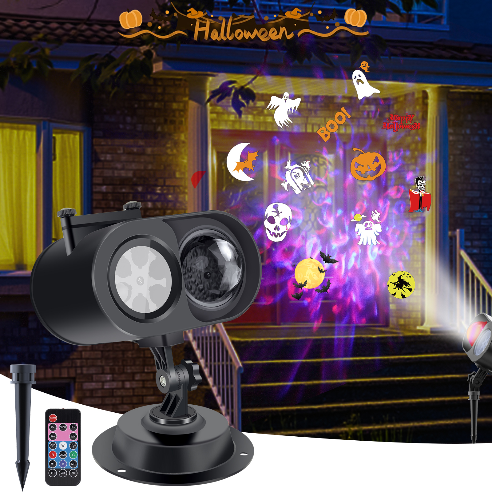 Dual-Lens Outdoor Christmas Light Projector - front view