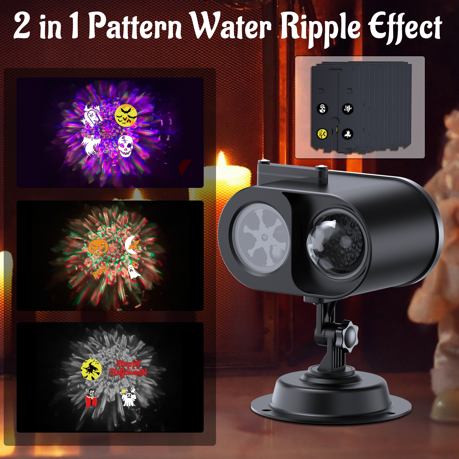 Dual-Lens Outdoor Christmas Light Projector - display view