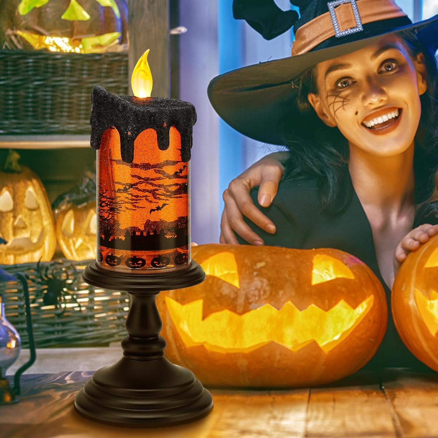 Orange Halloween Flameless Candle - product detail