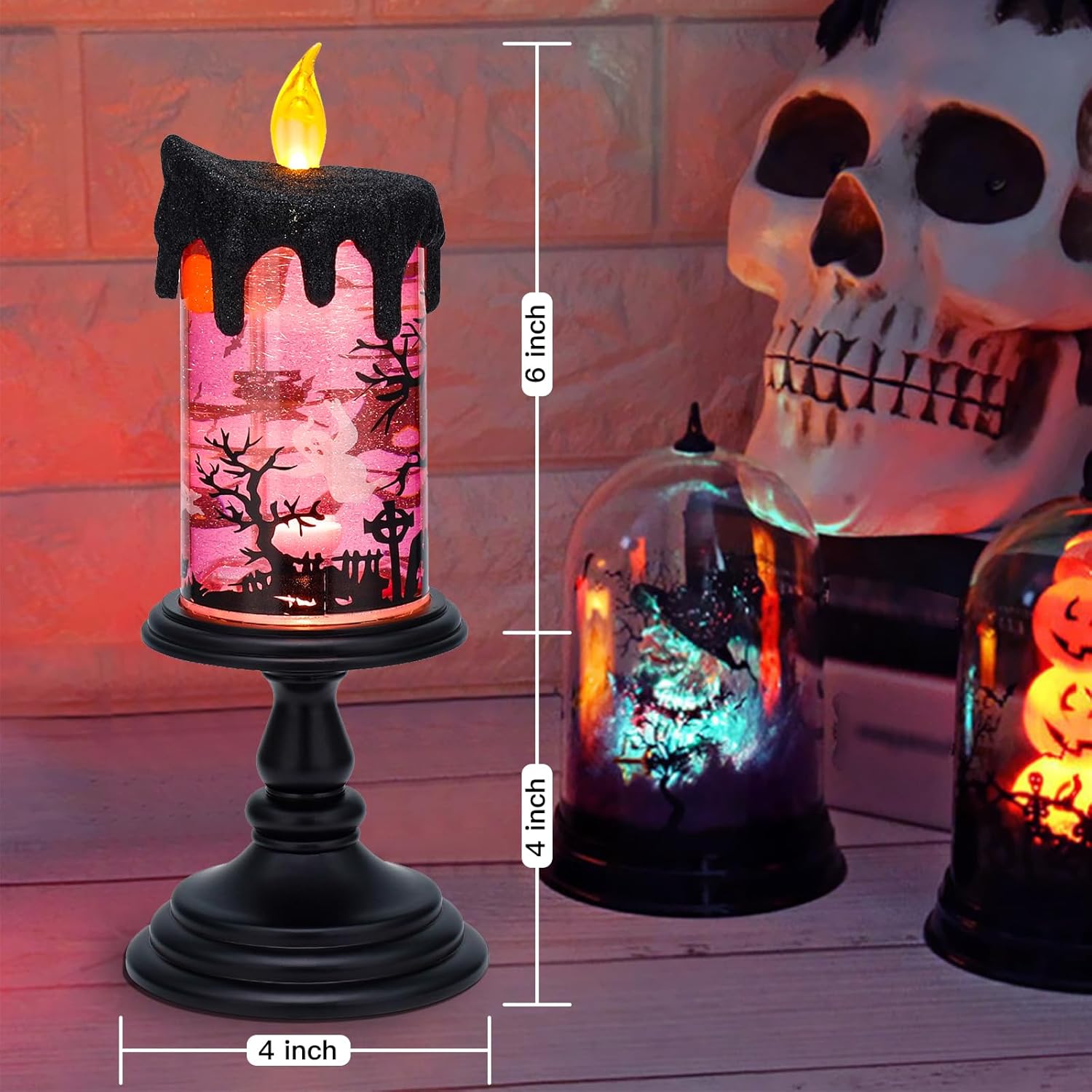 Pink Halloween Flameless Candle - display view