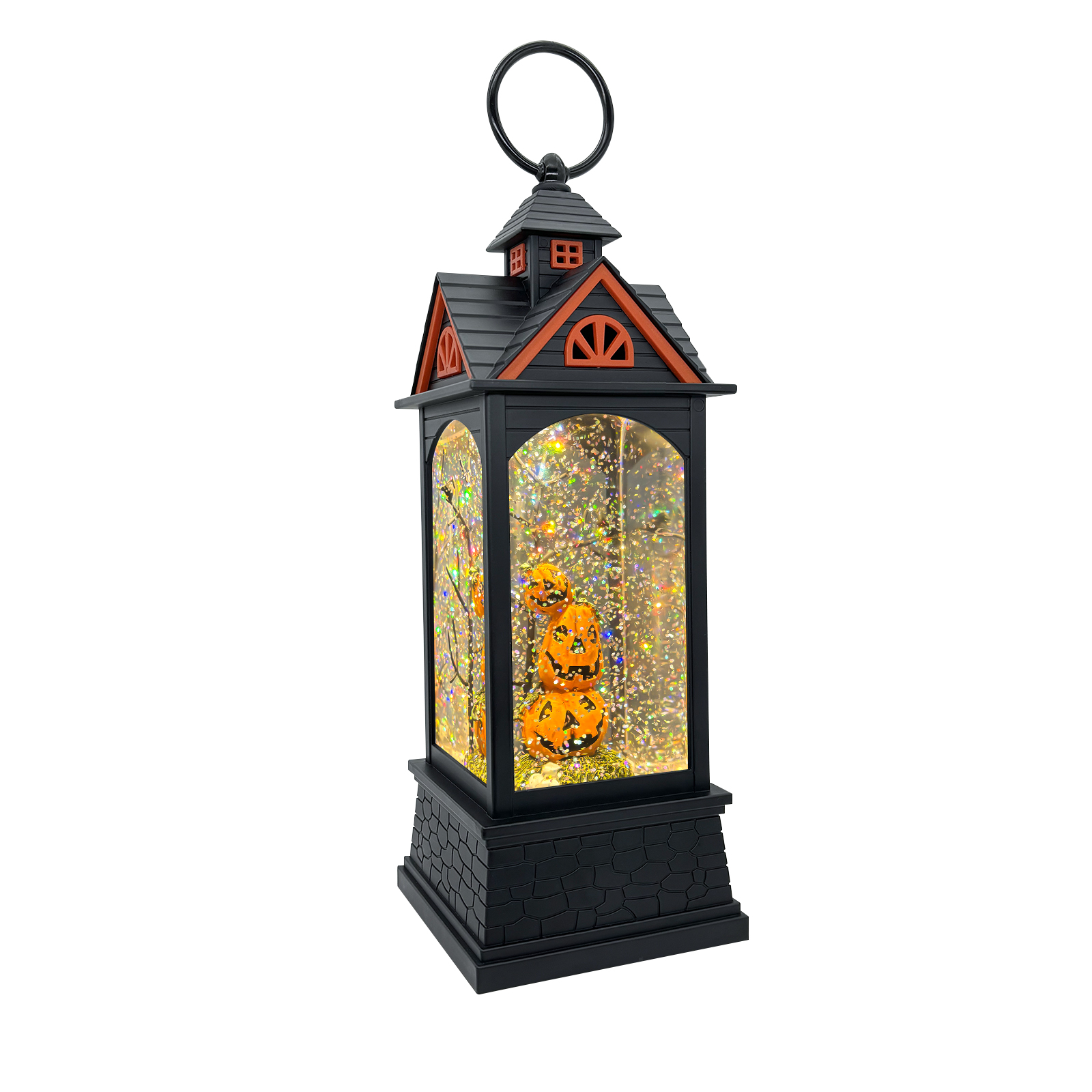 Pumpkin Halloween Snow Globe Lantern - front view