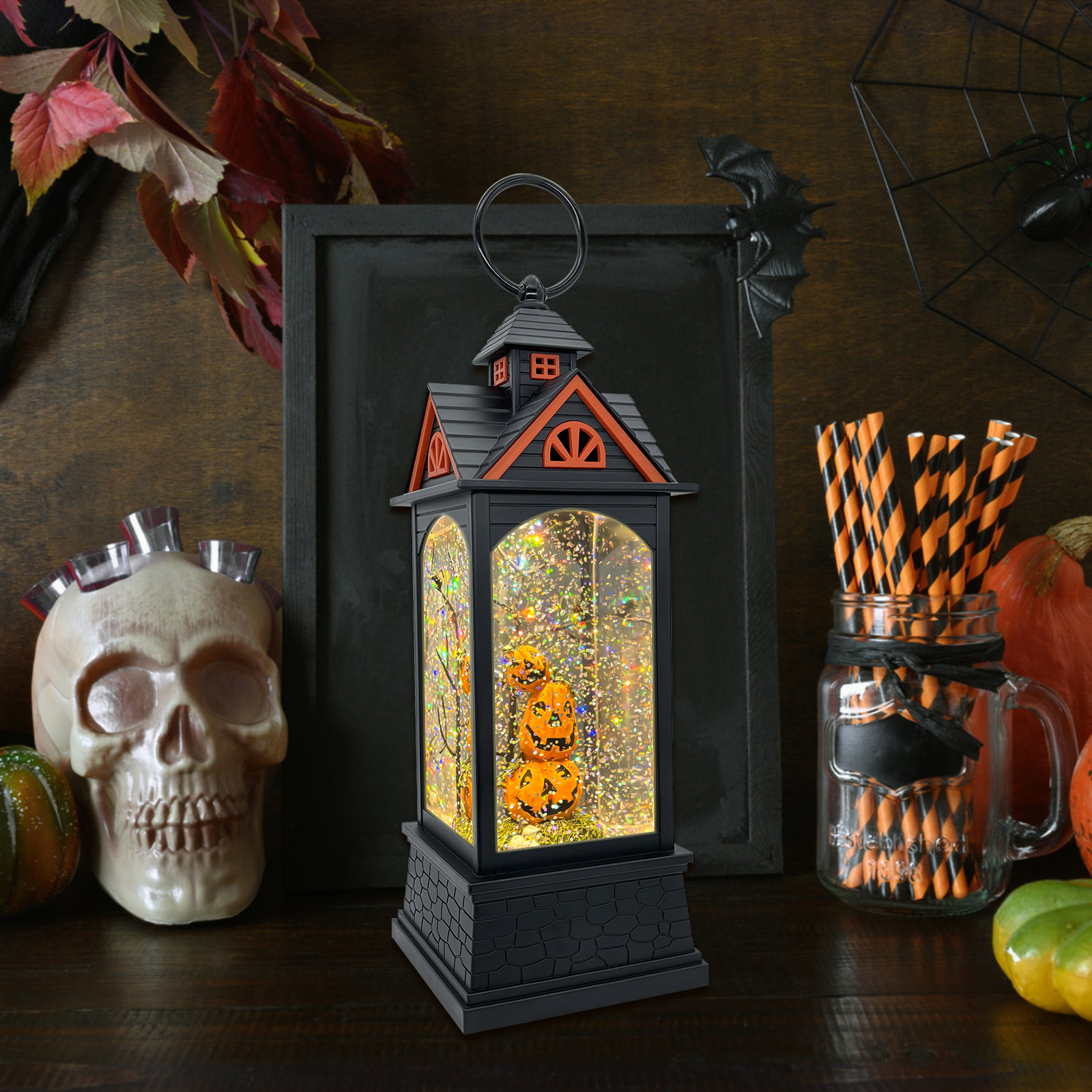 Pumpkin Halloween Snow Globe Lantern - product detail