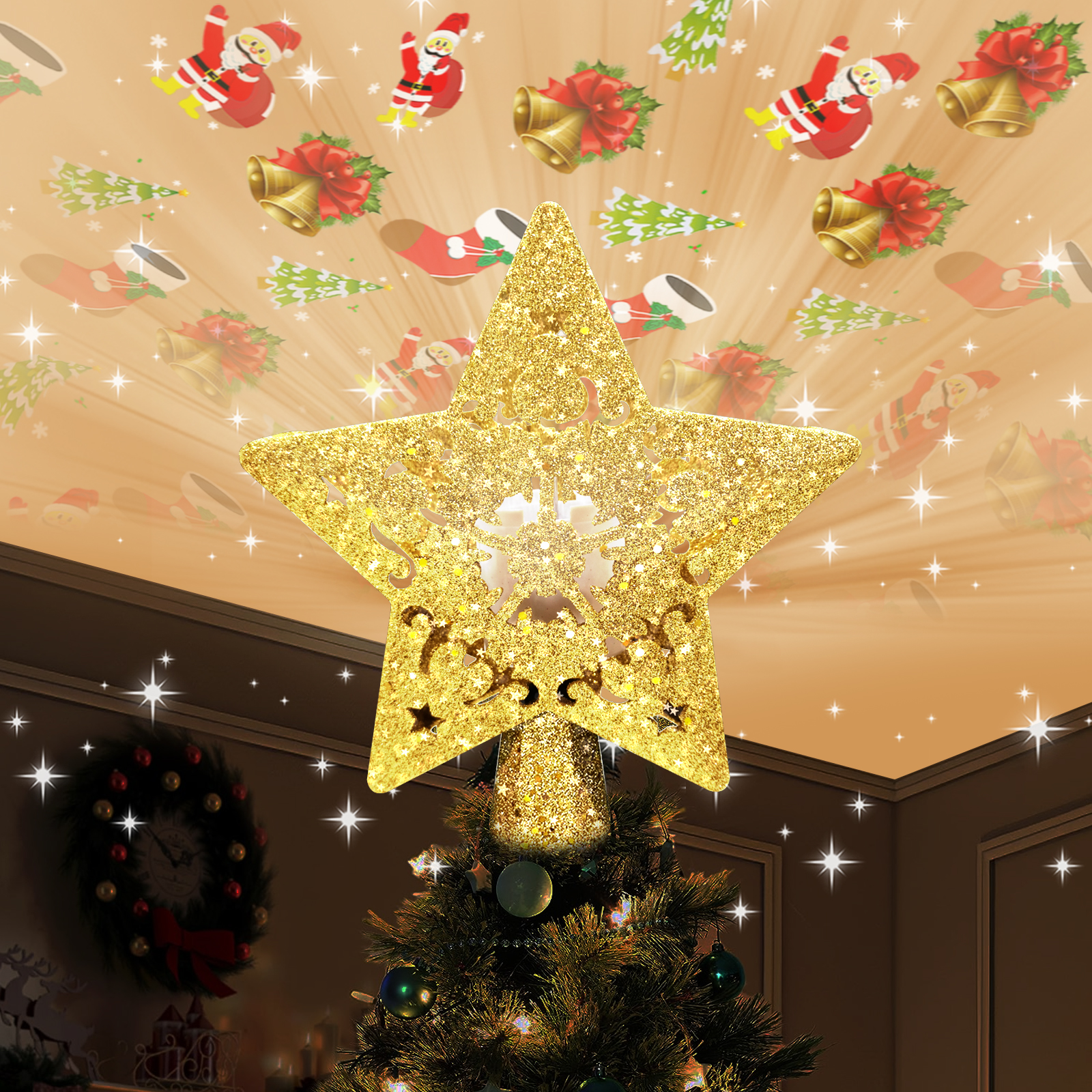Santa Projection Christmas Tree Topper - product detail