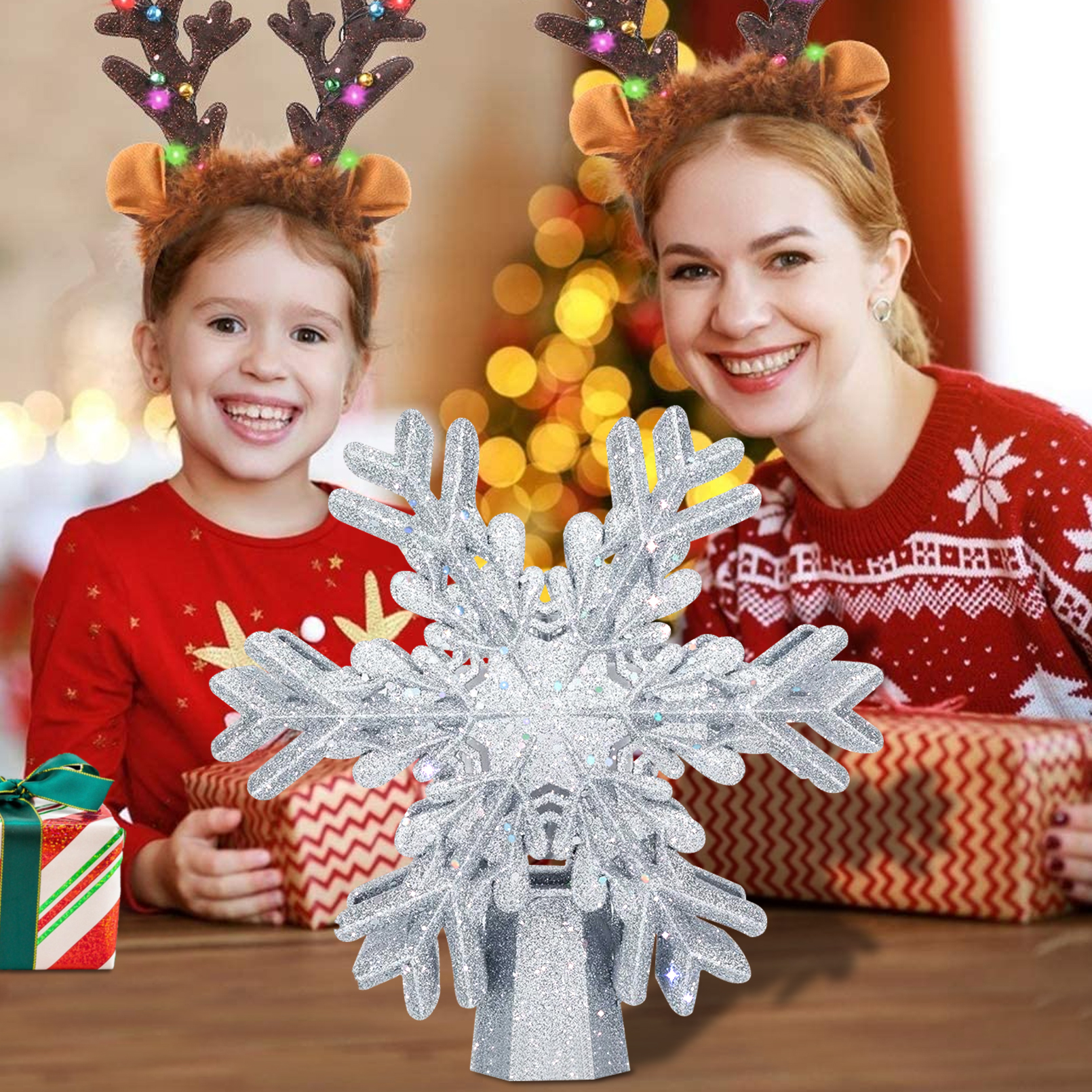 Snowflake Projection Christmas Tree Topper - detail view