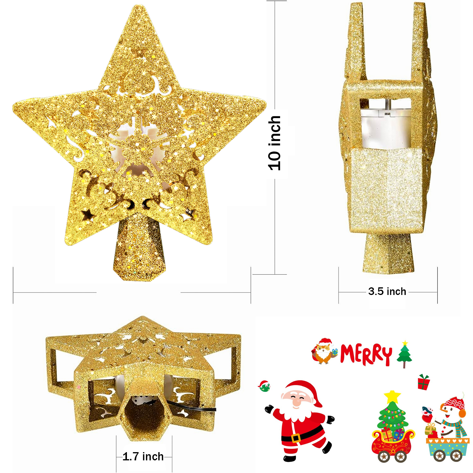 Star Projection Christmas Tree Topper - display view